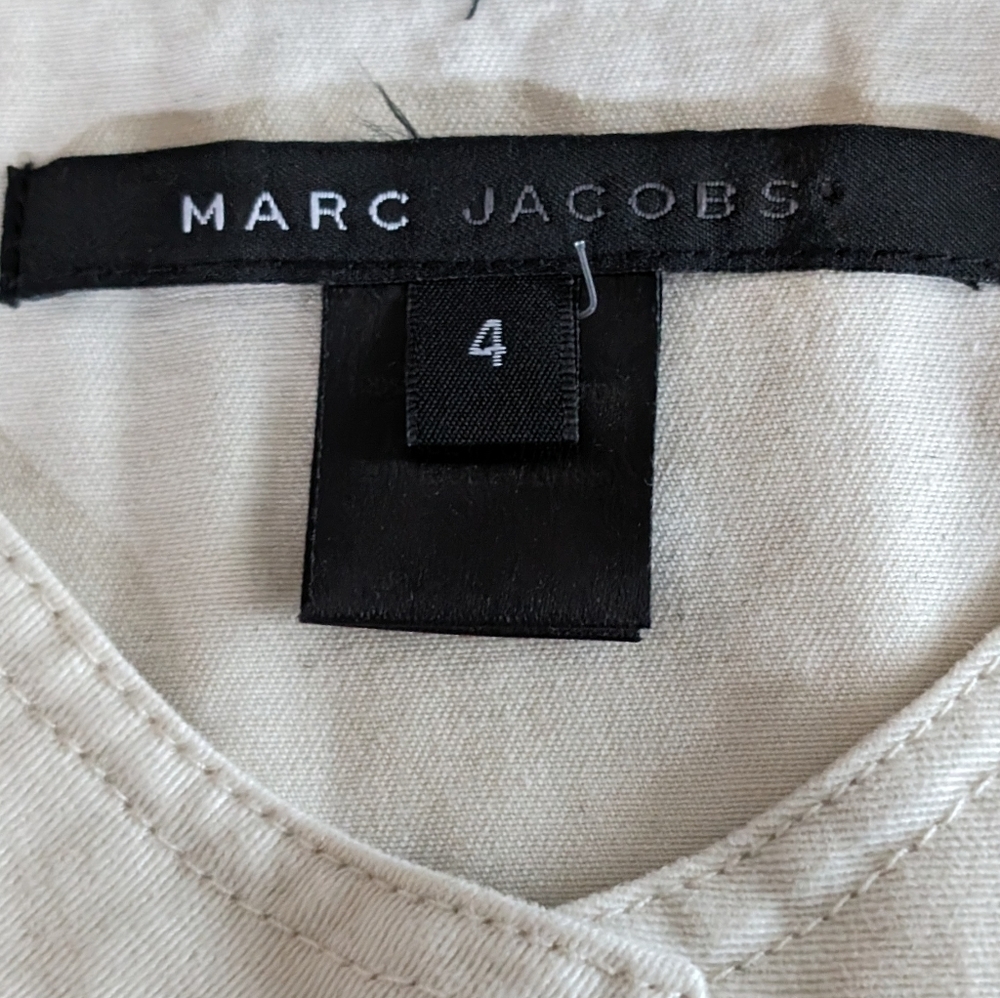Marc Jacobs Cream/Tan Snap Front Tie Waist "trench" dress Size 4 Classy - Picture 9 of 11